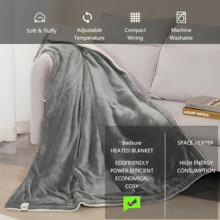Ηλεκτρική Κουβέρτα Fleece με 6 Επίπεδα Θερμοκρασίας 120W - 160x130 cm - Γκρι Ηλεκτρική Κουβέρτα Fleece με 6 Επίπεδα Θερμοκρασίας 120W - 160x130 cm - Γκρι