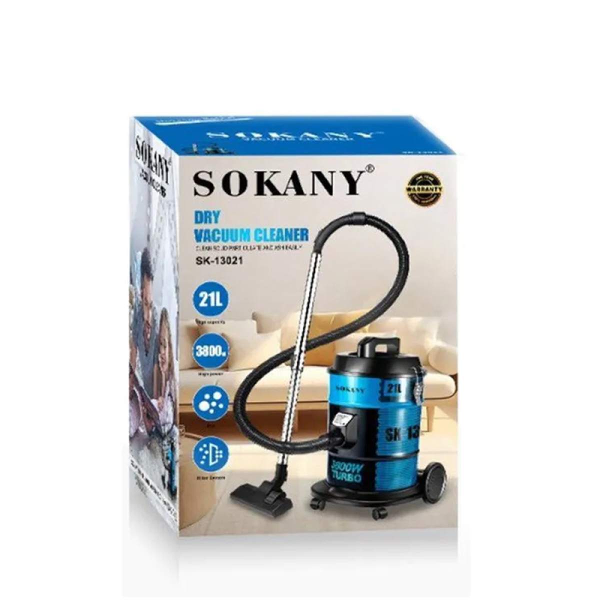 Ηλεκτρική Σκούπα Turbo 3800W 21L SOKANY SK-13021 Μπλε Ηλεκτρική Σκούπα Turbo 3800W 21L SOKANY SK-13021 Μπλε