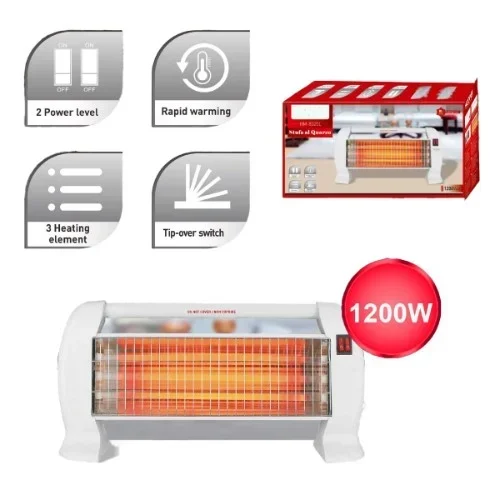 Ηλεκτρική Σόμπα Χαλαζία 1200W με 2 Επίπεδα Ισχύος και 3 Θερμαντικά Στοιχεία - Hoomei Ηλεκτρική Σόμπα Χαλαζία 1200W με 2 Επίπεδα Ισχύος και 3 Θερμαντικά Στοιχεία - Hoomei