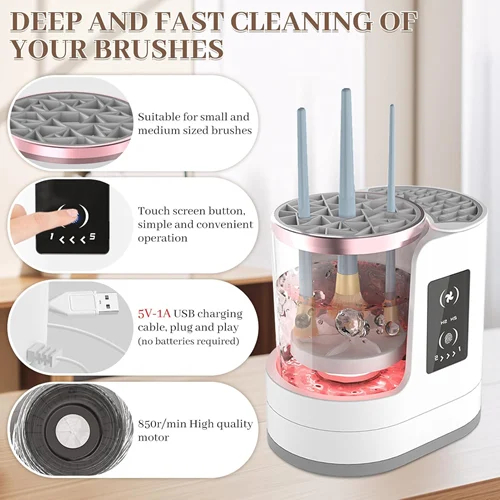 Ηλεκτρική Συσκευή Καθαρισμού Πινέλων Μακιγιάζ Λευκή με Στέγνωμα Ηλεκτρική Συσκευή Καθαρισμού Πινέλων Μακιγιάζ Λευκή με Στέγνωμα
