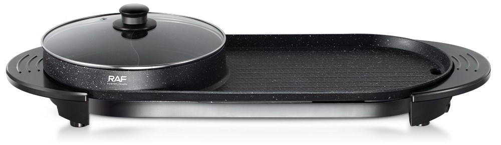 Ηλεκτρική Σχάρα & Hot Pot 2 σε 1 Teppanyaki 1800W με Αντικολλητική Επιφάνεια - RAF Ηλεκτρική Σχάρα & Hot Pot 2 σε 1 Teppanyaki 1800W με Αντικολλητική Επιφάνεια - RAF