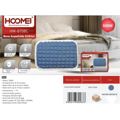 Ηλεκτρική Θερμοφόρα - Μαξιλάρι 500W Γενικής Χρήσης με Θήκη για τα Χέρια 25 x 17 x 6 cm Γαλάζιο - Hoomei Ηλεκτρική Θερμοφόρα - Μαξιλάρι 500W Γενικής Χρήσης με Θήκη για τα Χέρια 25 x 17 x 6 cm Γαλάζιο - Hoomei