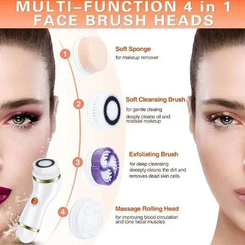 Ηλεκτρική Βούρτσα Καθαρισμού Προσώπου Περιστρεφόμενη με 4 Κεφαλές για Άντρες και Γυναίκες Cnaier Ροζ Ηλεκτρική Βούρτσα Καθαρισμού Προσώπου Περιστρεφόμενη με 4 Κεφαλές για Άντρες και Γυναίκες Cnaier Ροζ