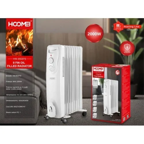 Ηλεκτρικό Καλοριφέρ Λαδιού 2000W με 3 Επίπεδα Ρύθμισης Θερμότητας - Hoomei Ηλεκτρικό Καλοριφέρ Λαδιού 2000W με 3 Επίπεδα Ρύθμισης Θερμότητας - Hoomei