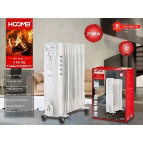 Ηλεκτρικό Καλοριφέρ Λαδιού 2500W με 3 Επίπεδα Ρύθμισης Θερμότητας - Hoomei Ηλεκτρικό Καλοριφέρ Λαδιού 2500W με 3 Επίπεδα Ρύθμισης Θερμότητας - Hoomei