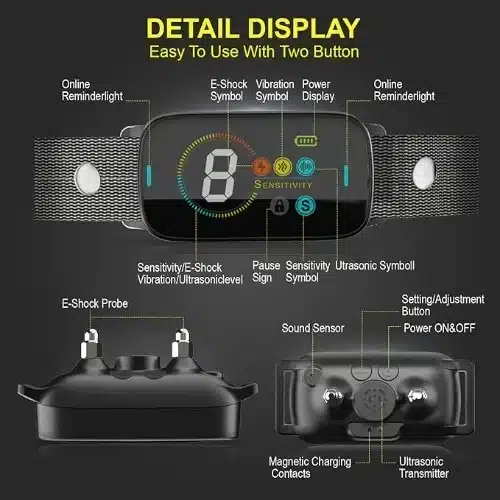 Ηλεκτρικό Κολάρο Σκύλου Υπερήχων με Έγχρωμη Αντιχαρακτική Οθόνη κατά του Γαβγίσματος Ηλεκτρικό Κολάρο Σκύλου Υπερήχων με Έγχρωμη Αντιχαρακτική Οθόνη κατά του Γαβγίσματος