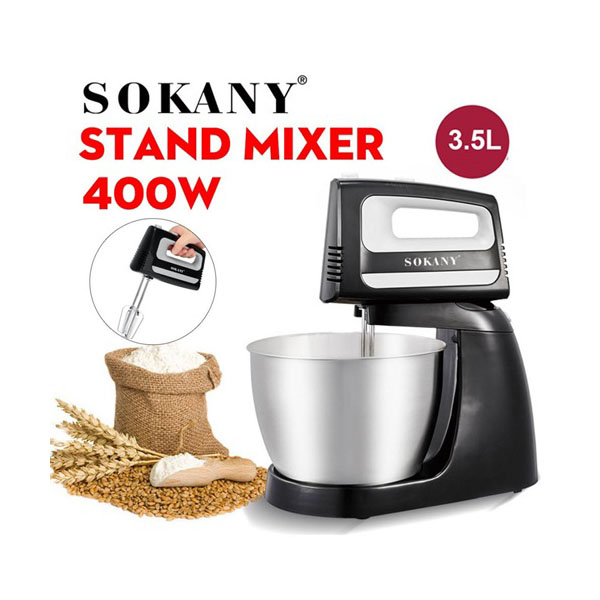Ηλεκτρικό Μίξερ 5 Ταχυτήτων 3.5L, 400W με Kάδο από Aνοξείδωτο Xάλυβα- Blender Sokany Ηλεκτρικό Μίξερ 5 Ταχυτήτων 3.5L, 400W με Kάδο από Aνοξείδωτο Xάλυβα- Blender Sokany