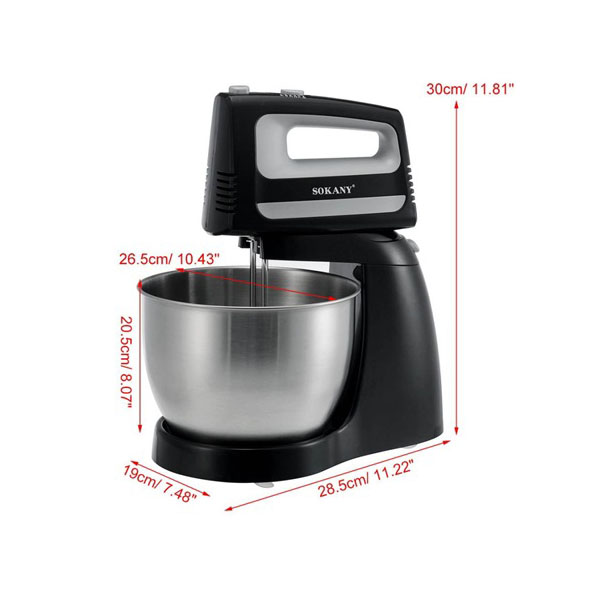 Ηλεκτρικό Μίξερ 5 Ταχυτήτων 3.5L, 400W με Kάδο από Aνοξείδωτο Xάλυβα- Blender Sokany Ηλεκτρικό Μίξερ 5 Ταχυτήτων 3.5L, 400W με Kάδο από Aνοξείδωτο Xάλυβα- Blender Sokany