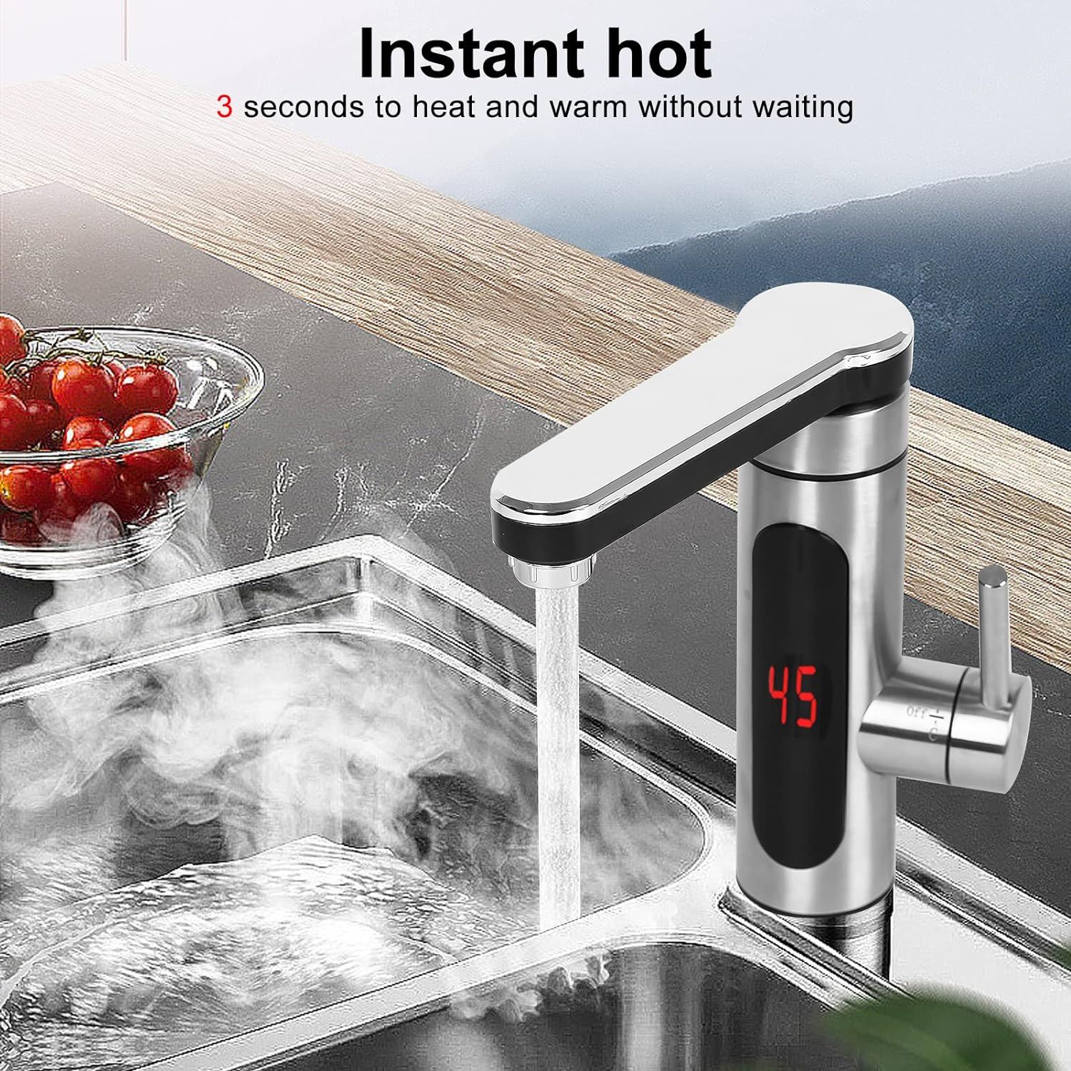 Ηλεκτρικός Έξυπνος Κεντρικός Μονοφασικός Ταχυθερμαντήρας Βρύση Κουζίνας Με Οθόνη LCD 3300W Ηλεκτρικός Έξυπνος Κεντρικός Μονοφασικός Ταχυθερμαντήρας Βρύση Κουζίνας Με Οθόνη LCD 3300W