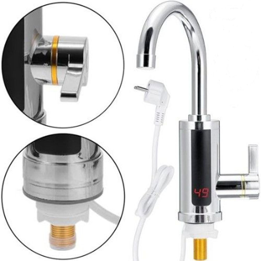 Ηλεκτρικός Έξυπνος Ταχυθερμαντήρας Βρύση Νερού Άμεσης Θέρμανσης 3000W Ασημί Ηλεκτρικός Έξυπνος Ταχυθερμαντήρας Βρύση Νερού Άμεσης Θέρμανσης 3000W Ασημί