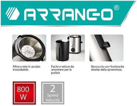 Ηλεκτρικός Φυγόκεντρος Αποχυμωτής Φρούτων Με 2 Ταχύτητες Kαι Κανάτα 800W Arrango Ηλεκτρικός Φυγόκεντρος Αποχυμωτής Φρούτων Με 2 Ταχύτητες Kαι Κανάτα 800W Arrango
