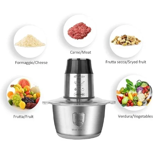 Ηλεκτρικός Κόφτης με 4 λεπίδες Από Ανοξείδωτο Ατσάλι, 2 Ταχυτήτων - 300W Χωρητικότητας 2lt Hoomei Ηλεκτρικός Κόφτης με 4 λεπίδες Από Ανοξείδωτο Ατσάλι, 2 Ταχυτήτων - 300W Χωρητικότητας 2lt Hoomei