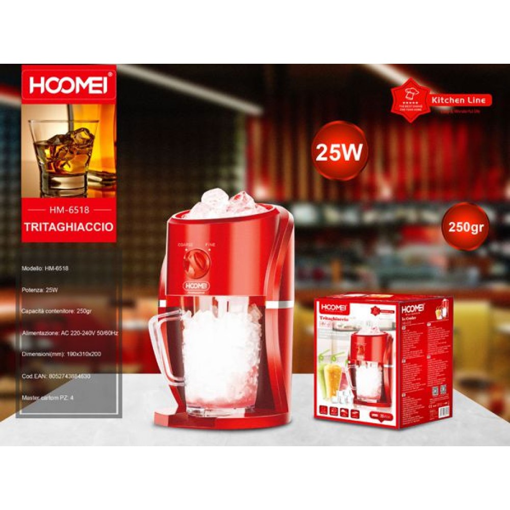 Ηλεκτρικός Παγοθραύστης με Ισχύ 25W, Αντιολισθητική Πόδια, Επιλογή Μεγέθους Πάγου και Χωρητικότητα 1.1 Λίτρα Hoomei Κόκκινος Ηλεκτρικός Παγοθραύστης με Ισχύ 25W, Αντιολισθητική Πόδια, Επιλογή Μεγέθους Πάγου και Χωρητικότητα 1.1 Λίτρα Hoomei Κόκκινος