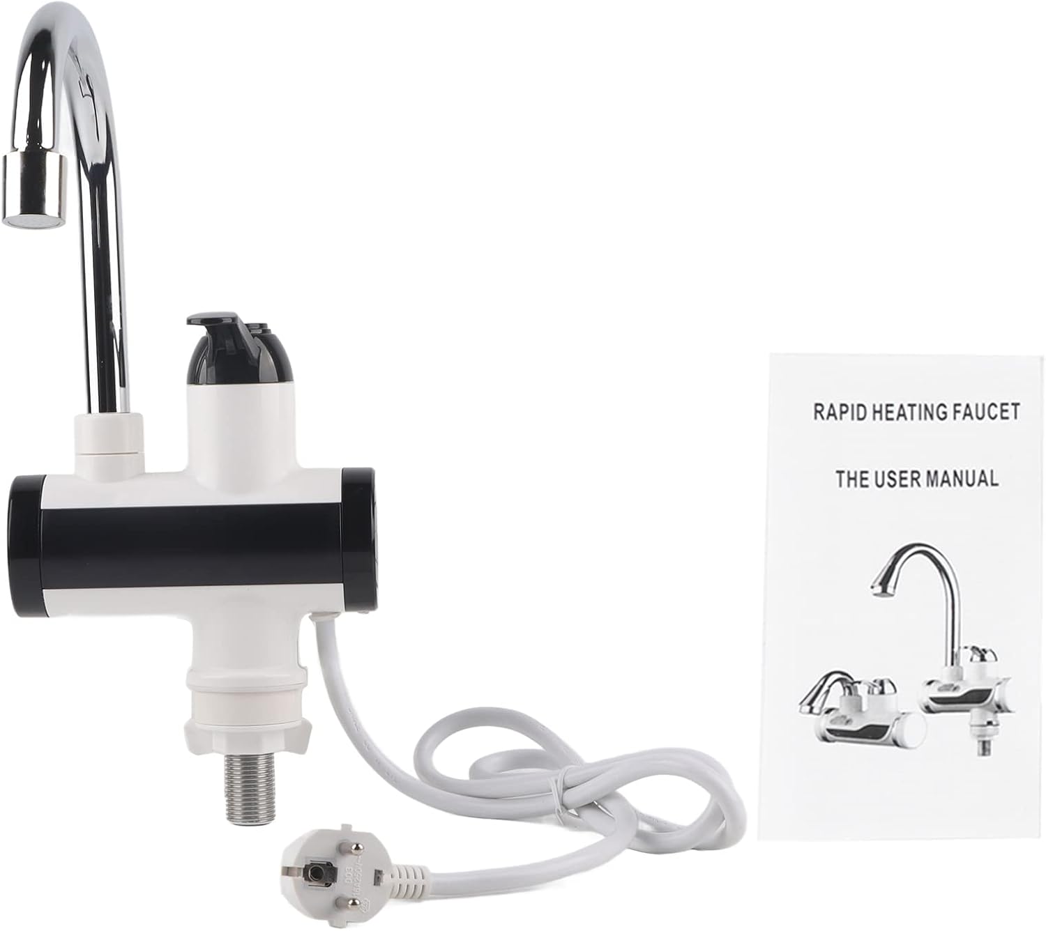 Ηλεκτρικός Ταχυθερμαντήρας 3300W - Περιστρεφόμενη Βρύση με Οθόνη LED - Λευκό Μαύρο Ηλεκτρικός Ταχυθερμαντήρας 3300W - Περιστρεφόμενη Βρύση με Οθόνη LED - Λευκό Μαύρο