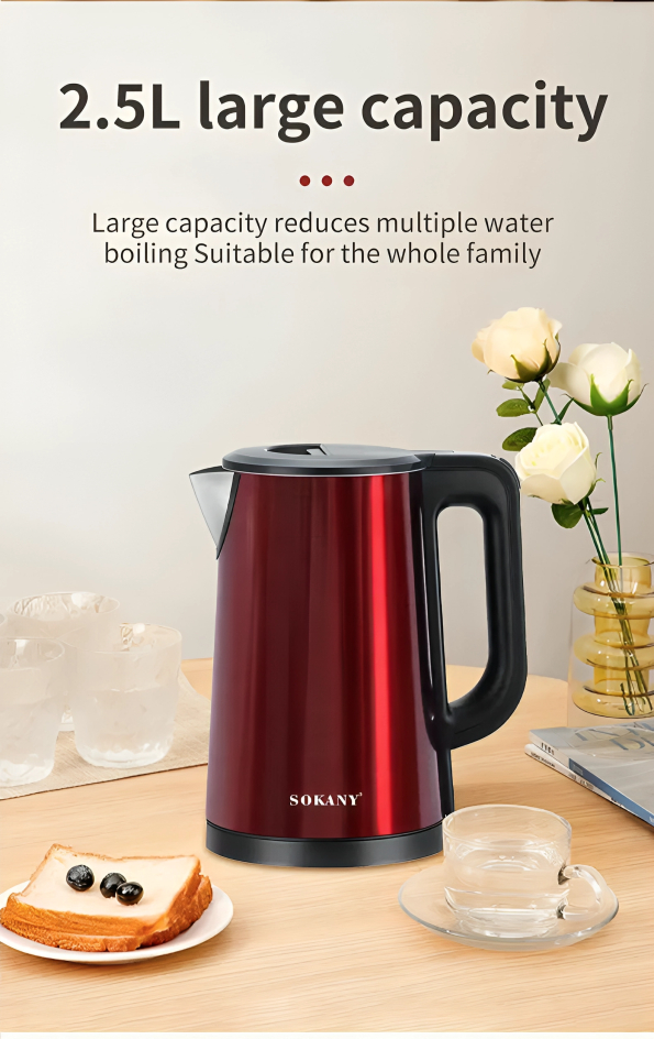 Ηλεκτρικός Βραστήρας 1500W 2,5 Λίτρα - SOKANY Ηλεκτρικός Βραστήρας 1500W 2,5 Λίτρα - SOKANY