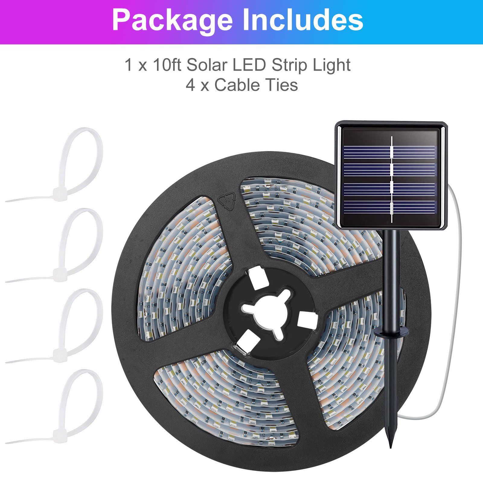 Ηλιακή Αδιάβροχη Ταινία LED RGB 5m IP65 με Βάση Πάνελ - Πάσσαλο Εξωτερικού Χώρου Πολύχρομου Φωτισμού Ηλιακή Αδιάβροχη Ταινία LED RGB 5m IP65 με Βάση Πάνελ - Πάσσαλο Εξωτερικού Χώρου Πολύχρομου Φωτισμού