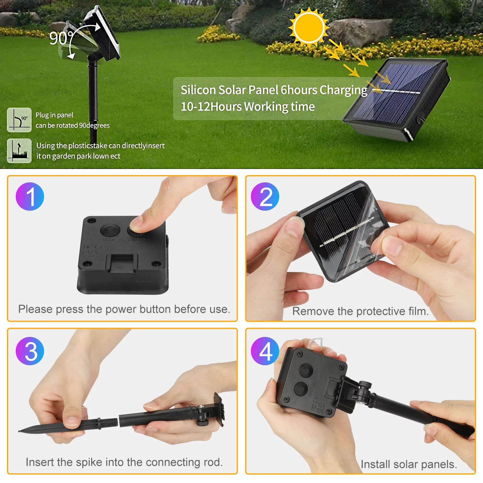 Ηλιακή Αδιάβροχη Ταινία LED RGB 5m IP65 με Βάση Πάνελ - Πάσσαλο Εξωτερικού Χώρου Πολύχρομου Φωτισμού Ηλιακή Αδιάβροχη Ταινία LED RGB 5m IP65 με Βάση Πάνελ - Πάσσαλο Εξωτερικού Χώρου Πολύχρομου Φωτισμού