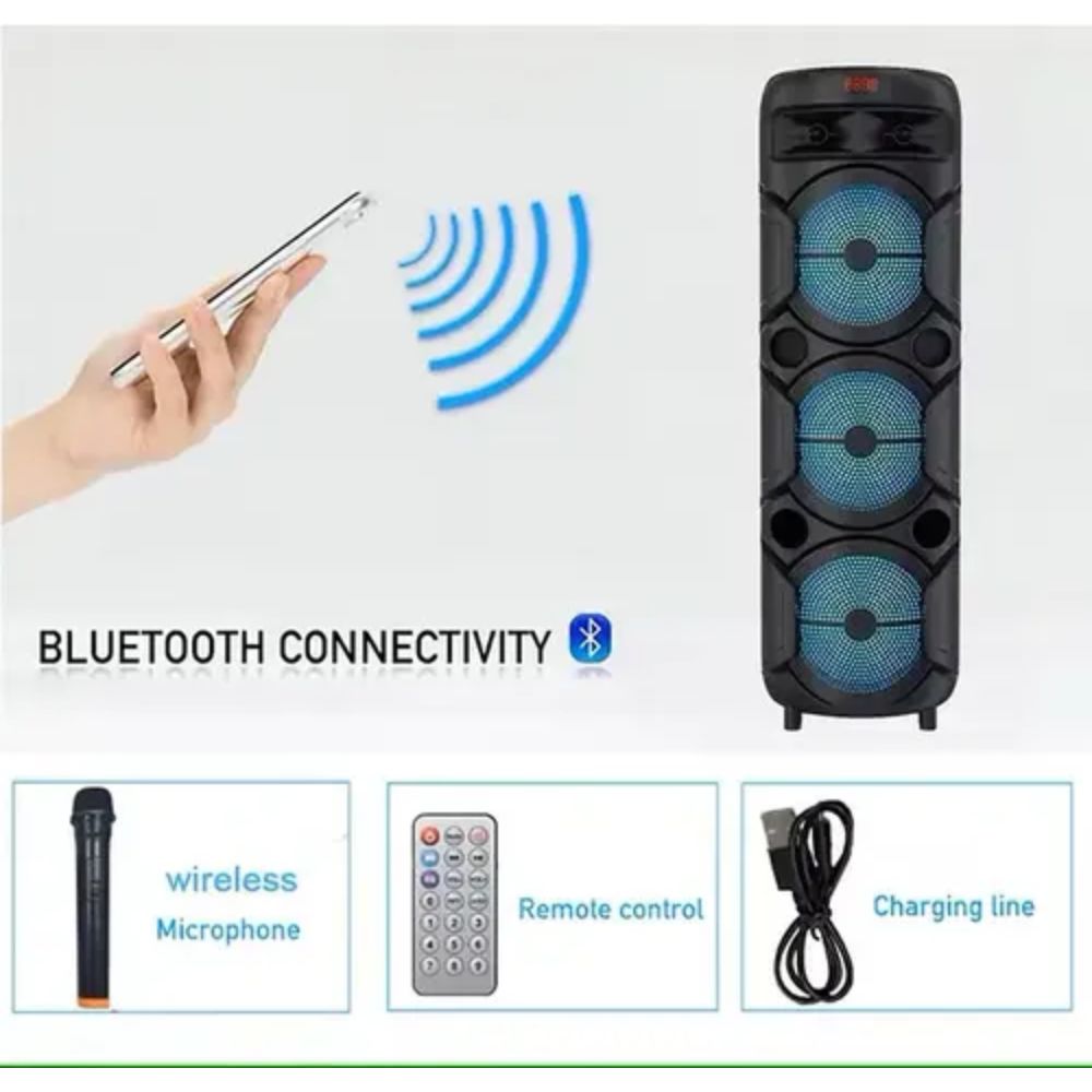 Φορητό Ηχείο Karaoke Bluetooth με 3x8.5″ Subwoofer και LED Φορητό Ηχείο Karaoke Bluetooth με 3x8.5″ Subwoofer και LED