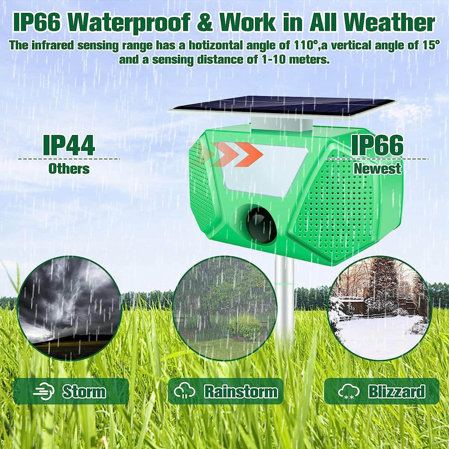 Ηλιακό Απωθητικό Μικρών Ζώων & Πουλιών - Αισθητήρας Κίνησης με Υπέρηχους, Φλας Φωτισμό Εκφοβισμού & Ήχους με Πάσσαλο Χώματος - Επαναφορτιζόμενο USB Ηλιακό Απωθητικό Μικρών Ζώων & Πουλιών - Αισθητήρας Κίνησης με Υπέρηχους, Φλας Φωτισμό Εκφοβισμού & Ήχους με Πάσσαλο Χώματος - Επαναφορτιζόμενο USB