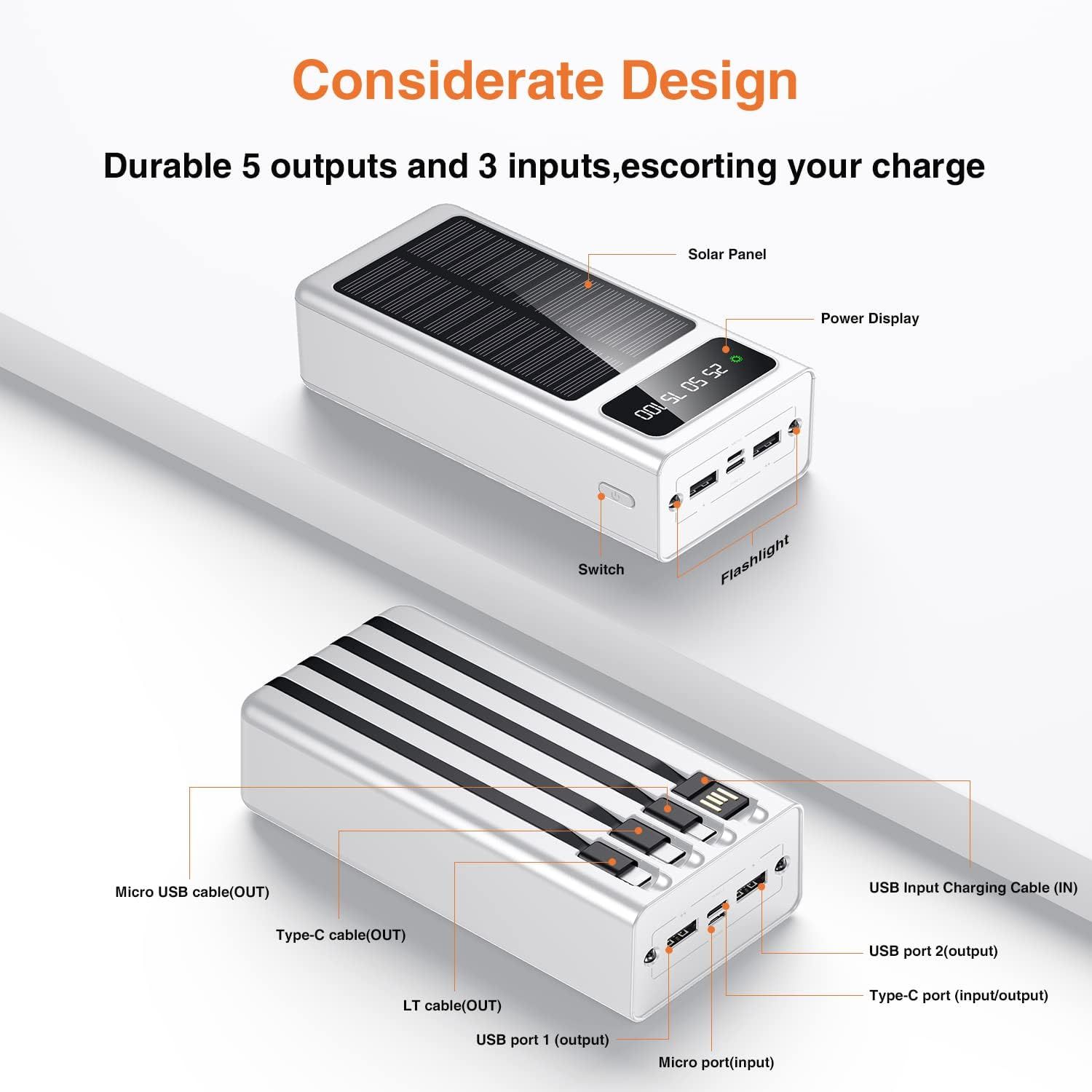 Ηλιακό PowerBank KLGO - Φορητή Μπαταρία Φορτιστής 10000 mAh Ηλιακό Πάνελ - Solar Power Bank Λευκό Ηλιακό PowerBank KLGO - Φορητή Μπαταρία Φορτιστής 10000 mAh Ηλιακό Πάνελ - Solar Power Bank Λευκό
