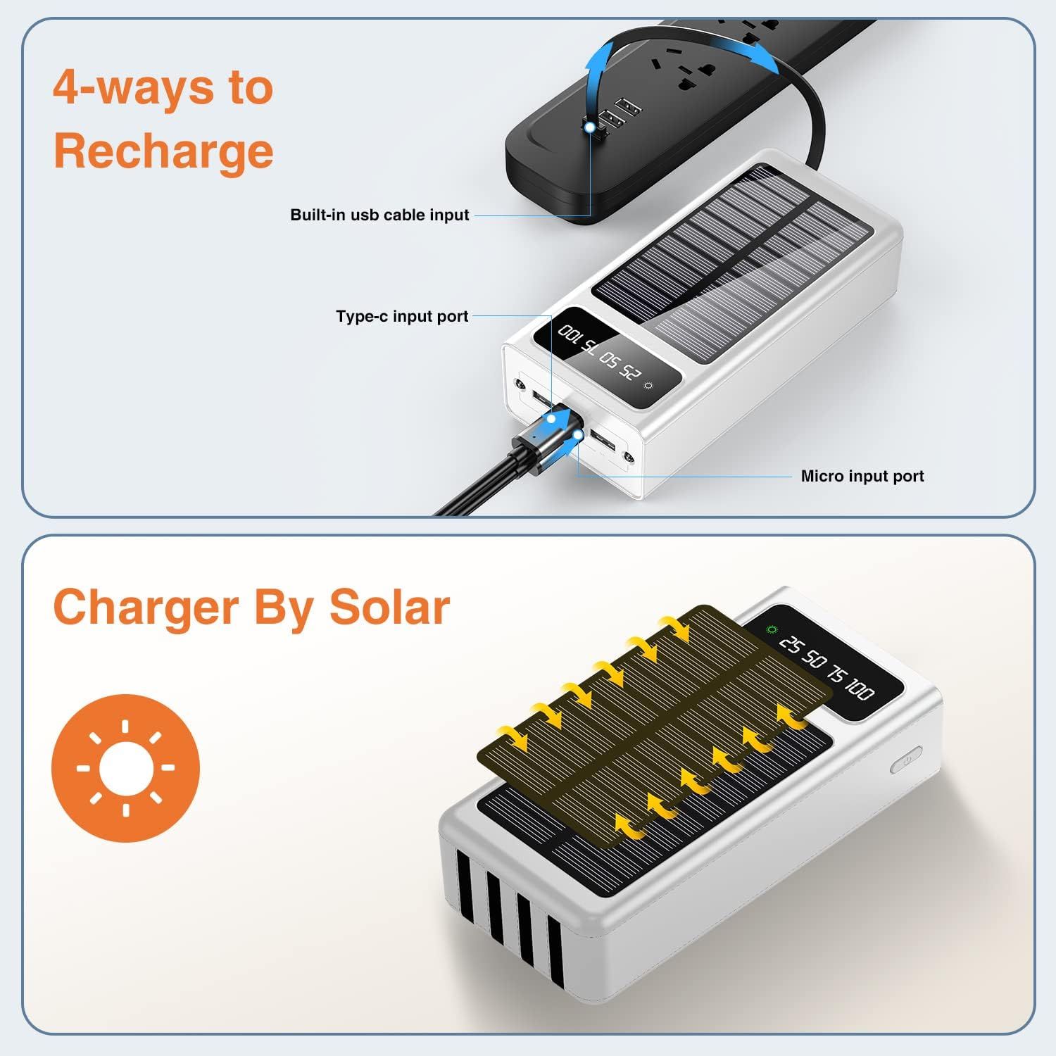 Ηλιακό PowerBank KLGO - Φορητή Μπαταρία Φορτιστής 10000 mAh Ηλιακό Πάνελ - Solar Power Bank Λευκό Ηλιακό PowerBank KLGO - Φορητή Μπαταρία Φορτιστής 10000 mAh Ηλιακό Πάνελ - Solar Power Bank Λευκό