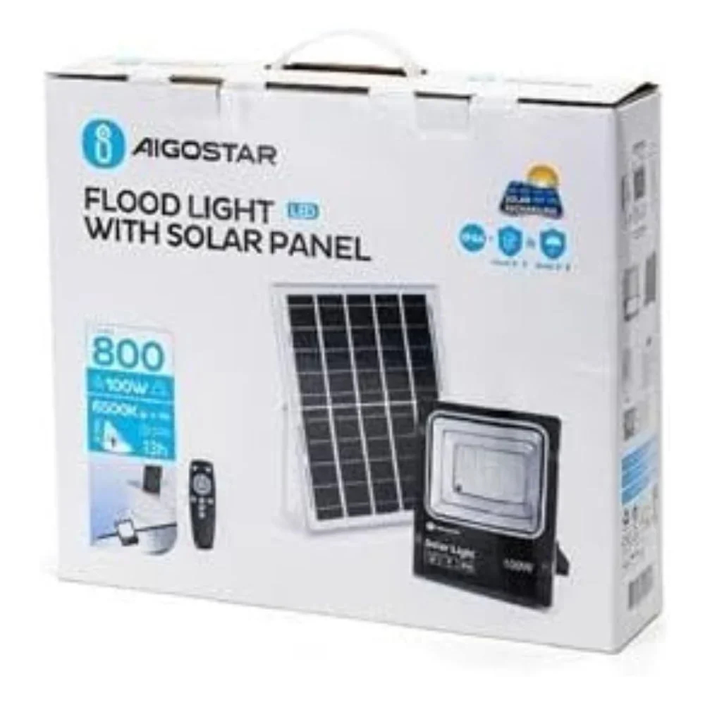 Ηλιακός Προβολέας LED 100W Ψυχρό Λευκό Φως 6500K με Αδιάβροχη Προστασία και Τηλεχειριστήριο Aigostar Ηλιακός Προβολέας LED 100W Ψυχρό Λευκό Φως 6500K με Αδιάβροχη Προστασία και Τηλεχειριστήριο Aigostar