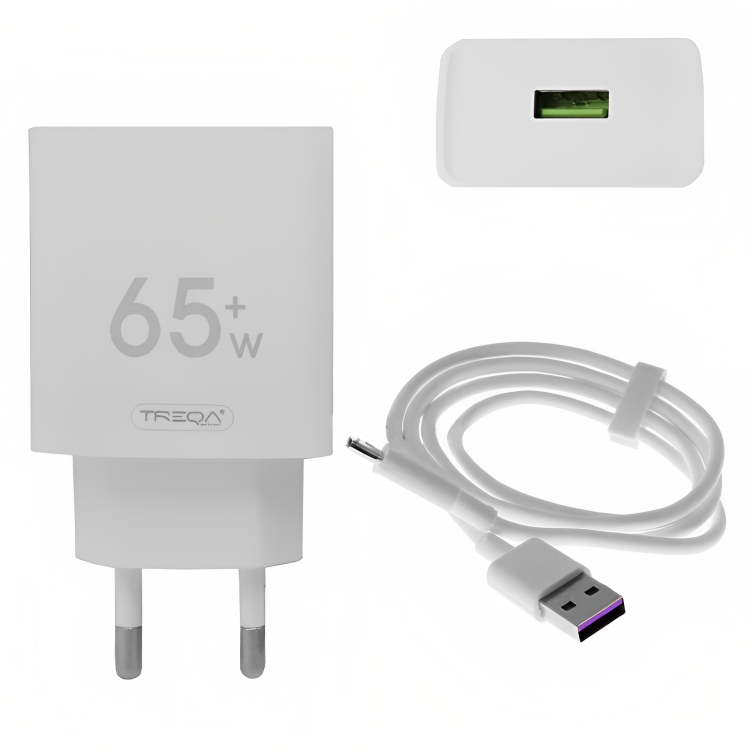 Φορτιστής Ταχείας Φόρτισης με 1 Θύρα USB 4.5A 65W και Καλώδιο TypeC - Treqa