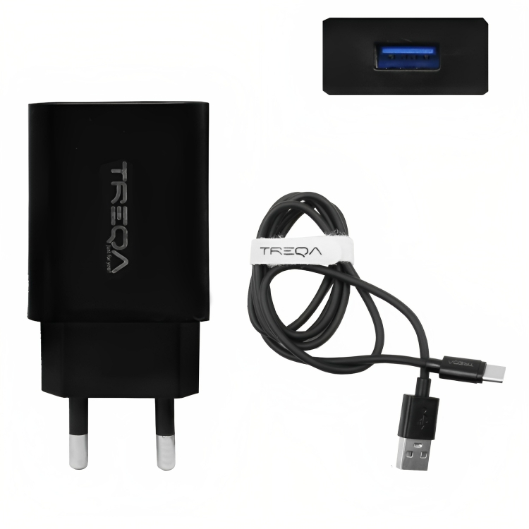 Φορτιστής Ταχείας Φόρτισης με 1 Θύρα USB 3.1A 18W και Καλώδιο TypeC - Treqa