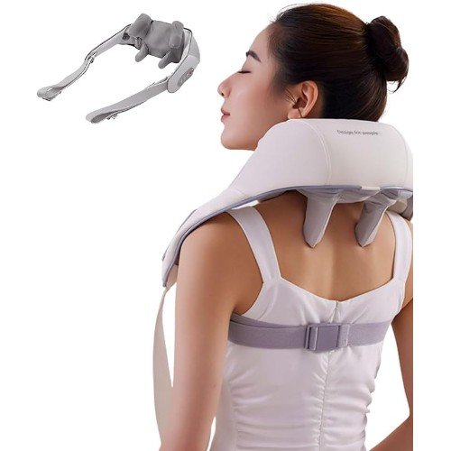 Συσκευή Μασάζ Shiatsu με Χειρολαβές για Λαιμό Πλάτη Ώμους Πόδια με 2 Επιλογές Έντασης & Θερμότητα Λευκό Συσκευή Μασάζ Shiatsu με Χειρολαβές για Λαιμό Πλάτη Ώμους Πόδια με 2 Επιλογές Έντασης & Θερμότητα Λευκό