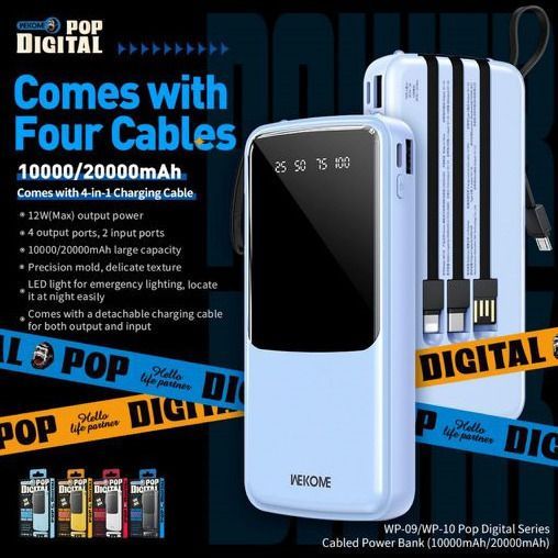 Επαναφορτιζόμενο Power Bank Γρήγορης Φορτιστής 10000mAh 12W με θύρες USB Type-C & Lightning - Μαύρο
