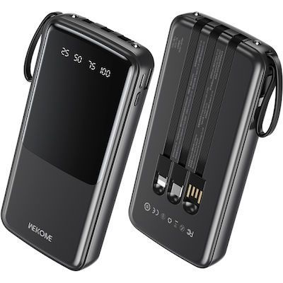 Επαναφορτιζόμενο Power Bank Γρήγορης Φορτιστής 10000mAh 12W με θύρες USB Type-C & Lightning - Μαύρο