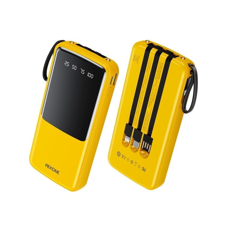 Επαναφορτιζόμενο Power Bank Γρήγορης Φορτιστής 10000mAh 12W με θύρες USB Type-C & Lightning - Κίτρινο
