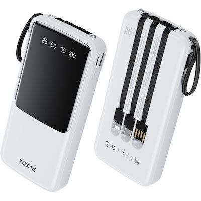Επαναφορτιζόμενο Power Bank Γρήγορης Φορτιστής 10000mAh 12W με θύρες USB Type-C & Lightning - Άσπρο
