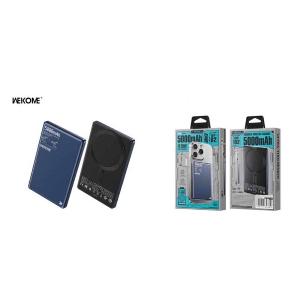 Λεπτό Power Bank Ασύρματης Γρήγορης Φόρτισης 15W 5000mAh με Type-C Θύρες Wekome