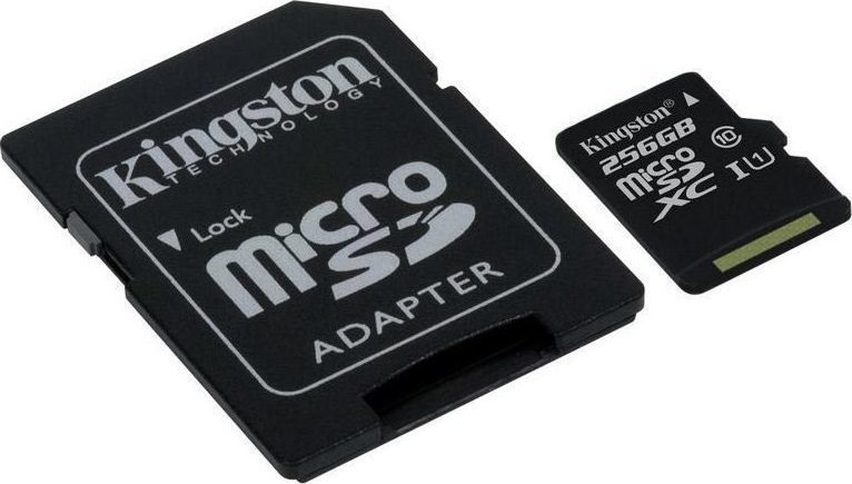 Κάρτα Μνήμης Kingston MICROSDXC 256GB CLASS 10 και Αντάπτορας SD Plus U1 90MB/s