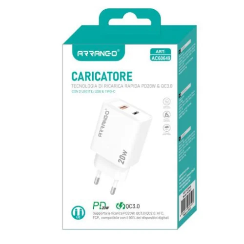 Φορτιστής Χωρίς Καλώδιο 20W με Θύρες USB & Type-C, PD & QC 3.0 Ταχείας Φόρτισης- Arrango