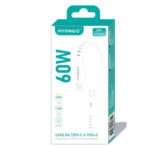 Καλώδιο Φόρτισης 1m - 60W Type-C σε Type-C 3.0 Α - Arrango