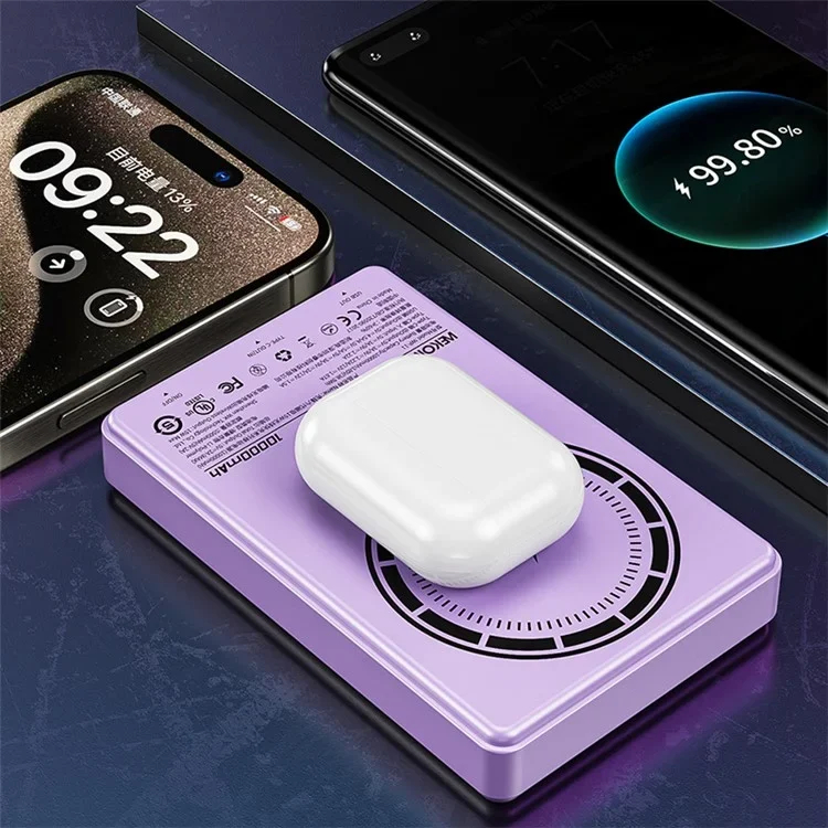 Power Bank Γρήγορης Φόρτισης & Μαγνητικής Φόρτισης 10000mAh 15W με 1 Θύρα Type-C & 1 Θύρα USB- Wekome