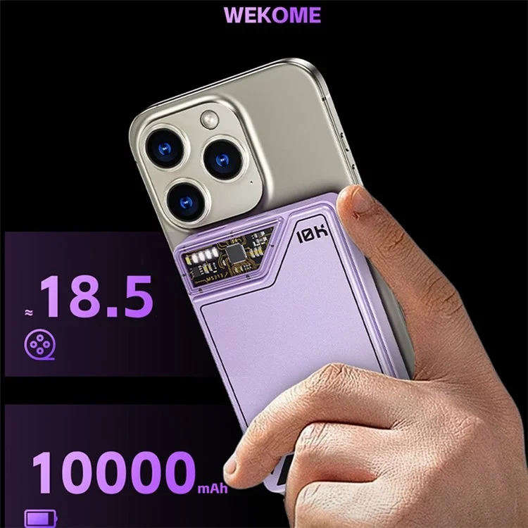 Power Bank Γρήγορης Φόρτισης & Μαγνητικής Φόρτισης 10000mAh 15W με 1 Θύρα Type-C & 1 Θύρα USB- Wekome