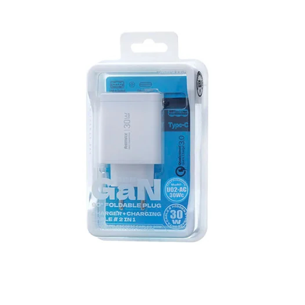 Αντάπτορας Φόρτισης 30W με Καλώδιο Type-C, 1 Θύρα Type-C & 1 Θύρα USB Remax Αντάπτορας Φόρτισης 30W με Καλώδιο Type-C, 1 Θύρα Type-C & 1 Θύρα USB Remax