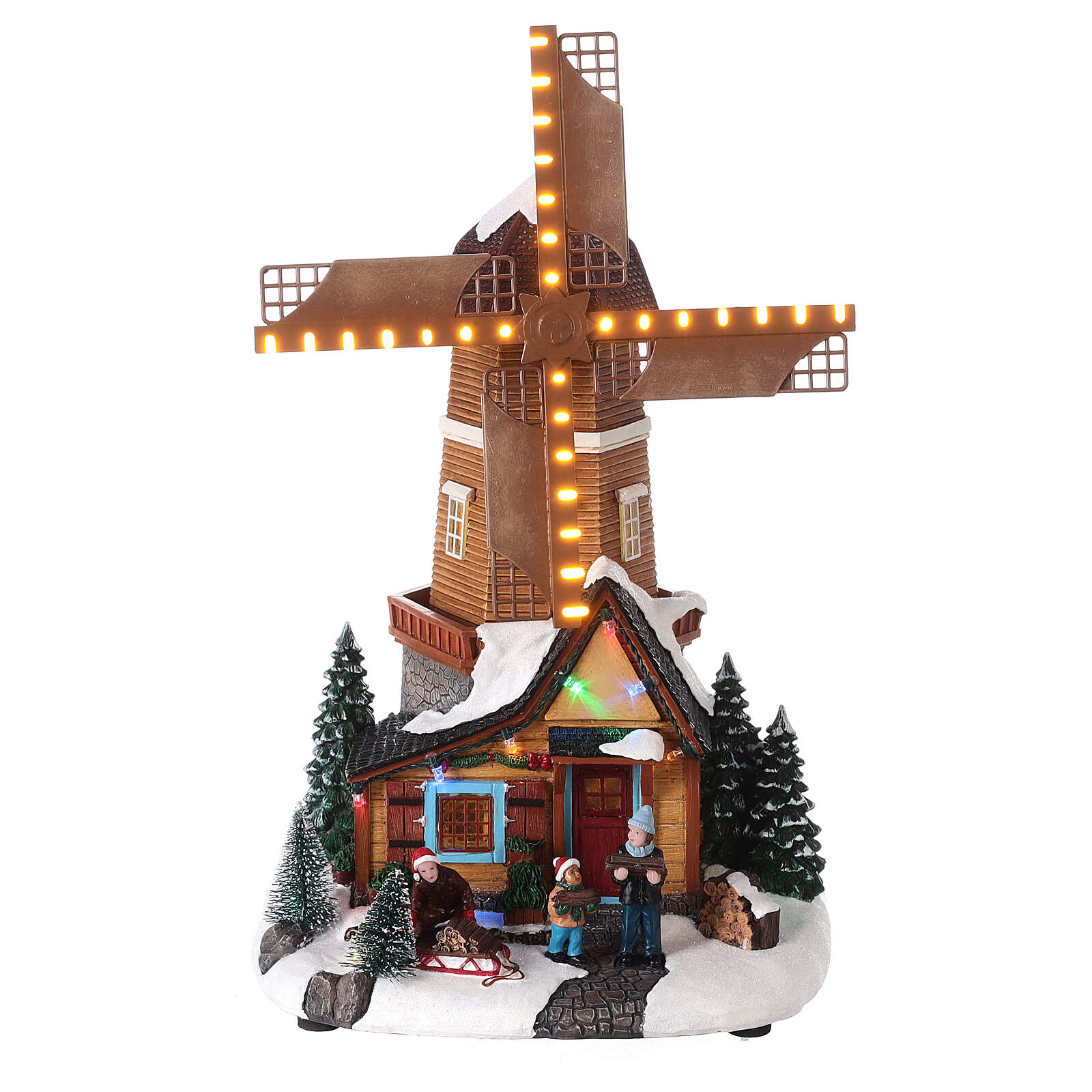 Χριστουγεννιάτικο Διακοσμητικό Σπίτι με Περιστρεφόμενο Ανεμόμυλο, LED Φωτισμό και Μουσική Χριστουγεννιάτικο Διακοσμητικό Σπίτι με Περιστρεφόμενο Ανεμόμυλο, LED Φωτισμό και Μουσική