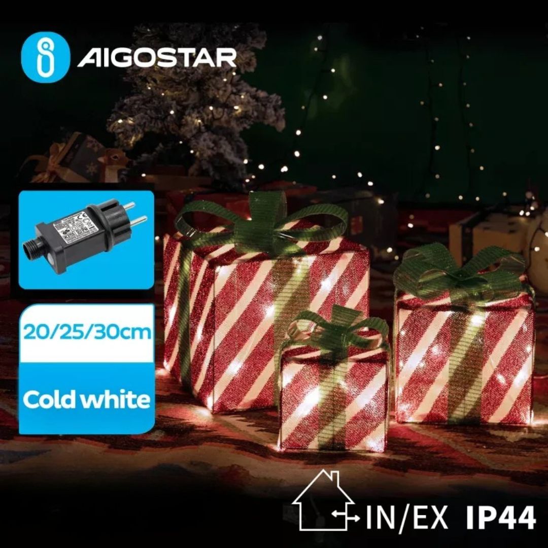 Aigostar Σετ 3 τμχ Χριστουγεννιάτικα Διακοσμητικά Φωτιζόμενα Κουτιά Δώρου με 75LED, IP44 - 30, 25 & 20cm Aigostar Σετ 3 τμχ Χριστουγεννιάτικα Διακοσμητικά Φωτιζόμενα Κουτιά Δώρου με 75LED, IP44 - 30, 25 & 20cm