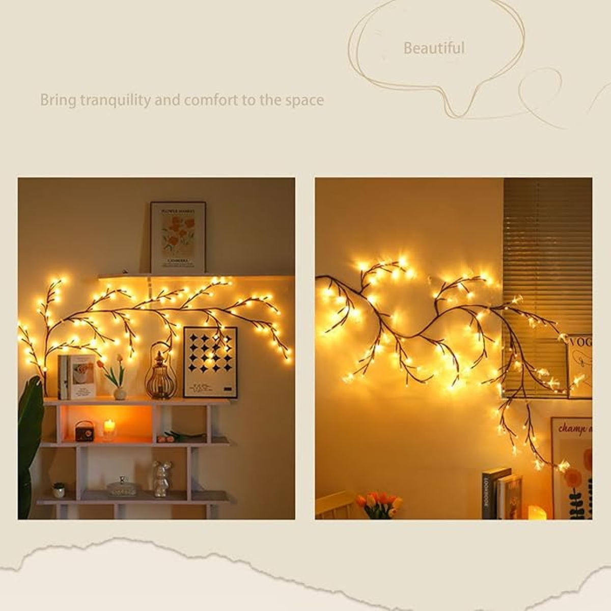 Χριστουγεννιάτικα Διακοσμητικά Κλαδιά Τοίχου με 72 LED Λευκού Θερμού Φωτισμού Χριστουγεννιάτικα Διακοσμητικά Κλαδιά Τοίχου με 72 LED Λευκού Θερμού Φωτισμού