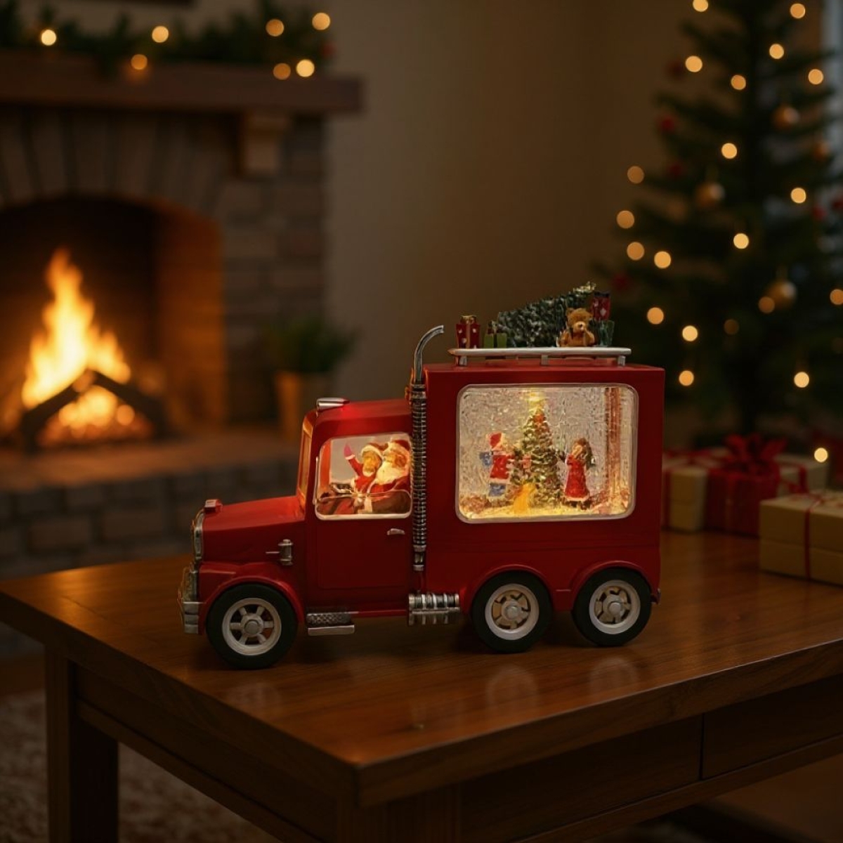Χριστουγεννιάτικο Διακοσμητικό Φορτηγό Νερού με Άι-Βασίλη και παιδάκια,LED Φωτισμό, Μουσική και Εφέ Ασημόσκονης 28x21.5cm Χριστουγεννιάτικο Διακοσμητικό Φορτηγό Νερού με Άι-Βασίλη και παιδάκια,LED Φωτισμό, Μουσική και Εφέ Ασημόσκονης 28x21.5cm