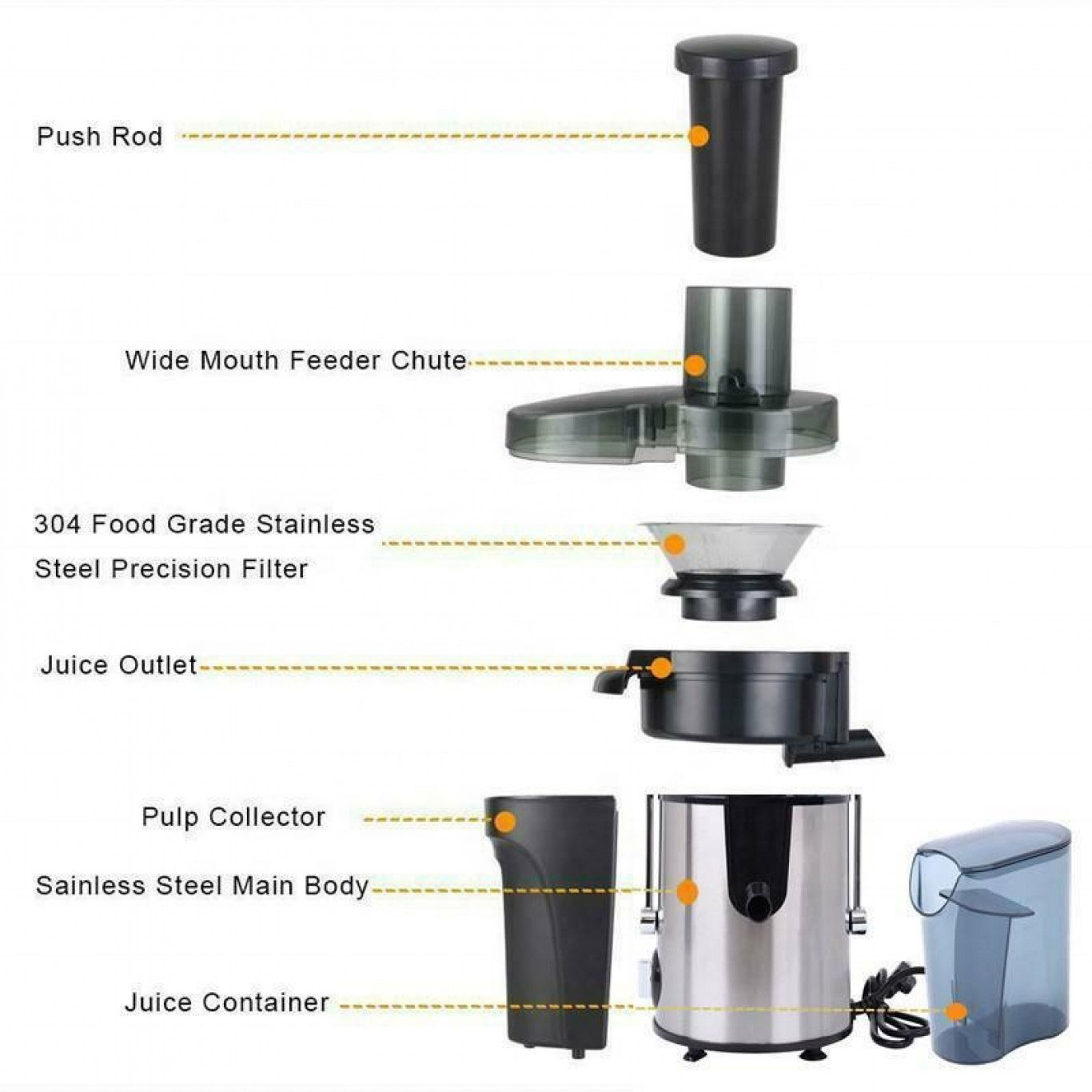 Ηλεκτρικός Αποχυμωτής Φρούτων και Λαχανικών 1500W με 2 Ταχύτητες - SILVER LOVE Ασημί/Μαύρο Ηλεκτρικός Αποχυμωτής Φρούτων και Λαχανικών 1500W με 2 Ταχύτητες - SILVER LOVE Ασημί/Μαύρο