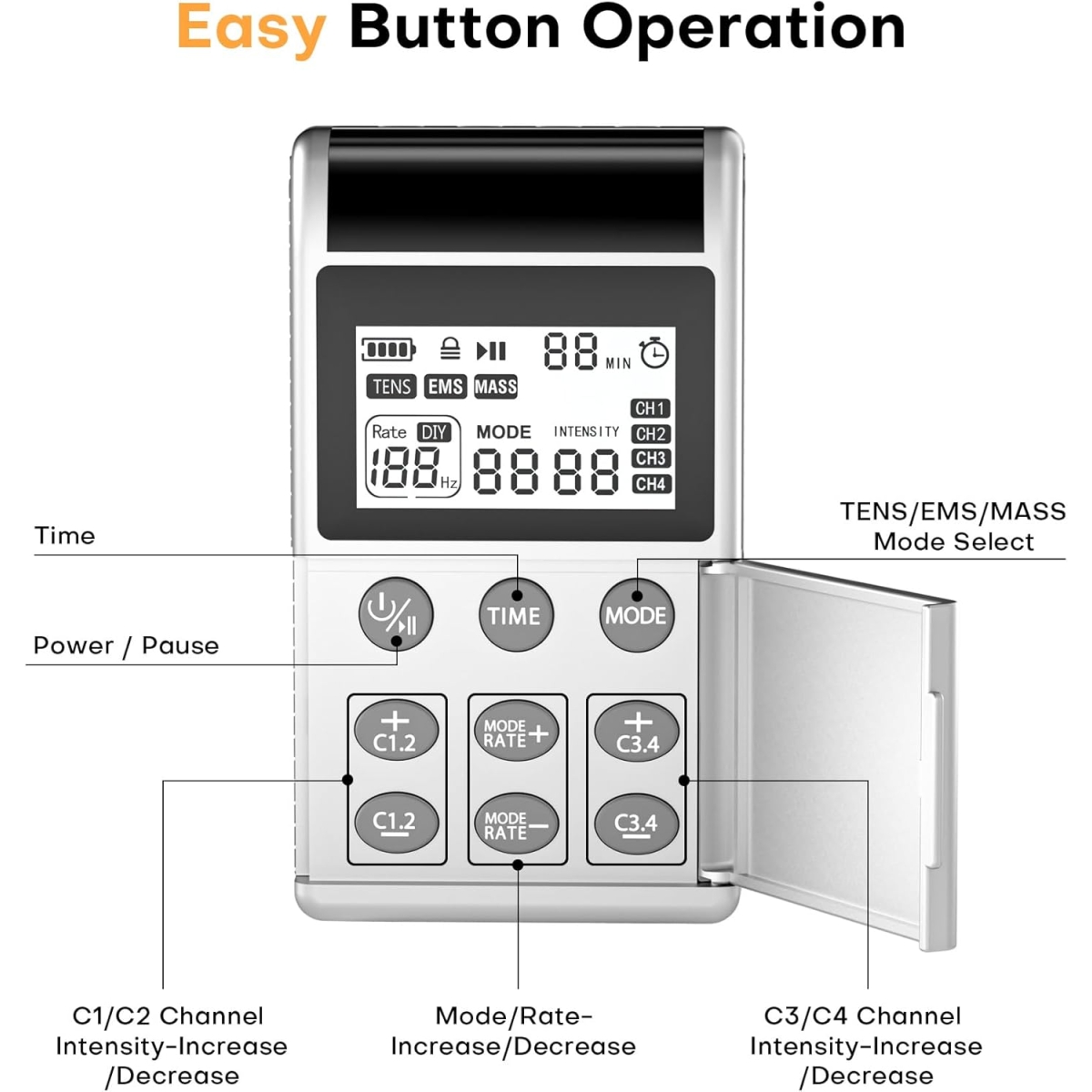 3 σε 1 Ψηφιακό Μηχάνημα Διέγερσης Μυών EMS για Πόνο, Μυϊκή Τόνωση & Χαλάρωση - 48 Λειτουργίες, 4 Κανάλια 3 σε 1 Ψηφιακό Μηχάνημα Διέγερσης Μυών EMS για Πόνο, Μυϊκή Τόνωση & Χαλάρωση - 48 Λειτουργίες, 4 Κανάλια