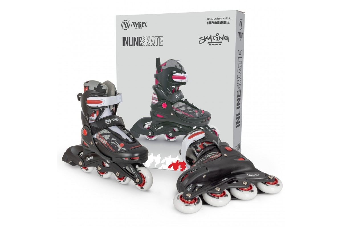 Ρυθμιζόμενα Πατίνια InlineSkate με Τροχούς PU & Ρουλεμάν ABEC-5 για Άνετη και Σταθερή Κύλιση - AMILA Ρυθμιζόμενα Πατίνια InlineSkate με Τροχούς PU & Ρουλεμάν ABEC-5 για Άνετη και Σταθερή Κύλιση - AMILA