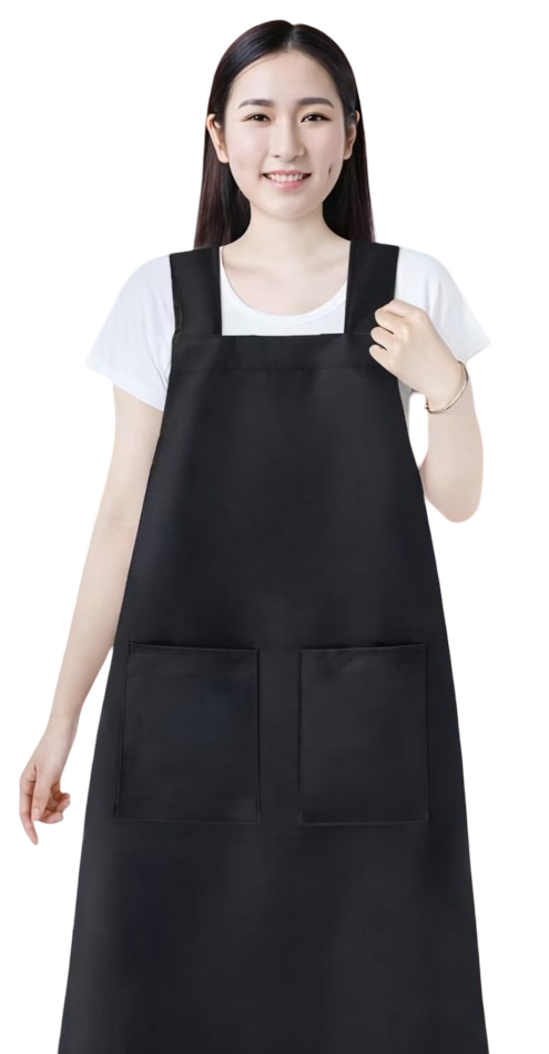 Αδιάβροχη Ποδιά Κουζίνας με Ανθεκτικότητα στο Λάδι και Χιαστί Τιράντες - Μαύρη Αδιάβροχη Ποδιά Κουζίνας με Ανθεκτικότητα στο Λάδι και Χιαστί Τιράντες - Μαύρη