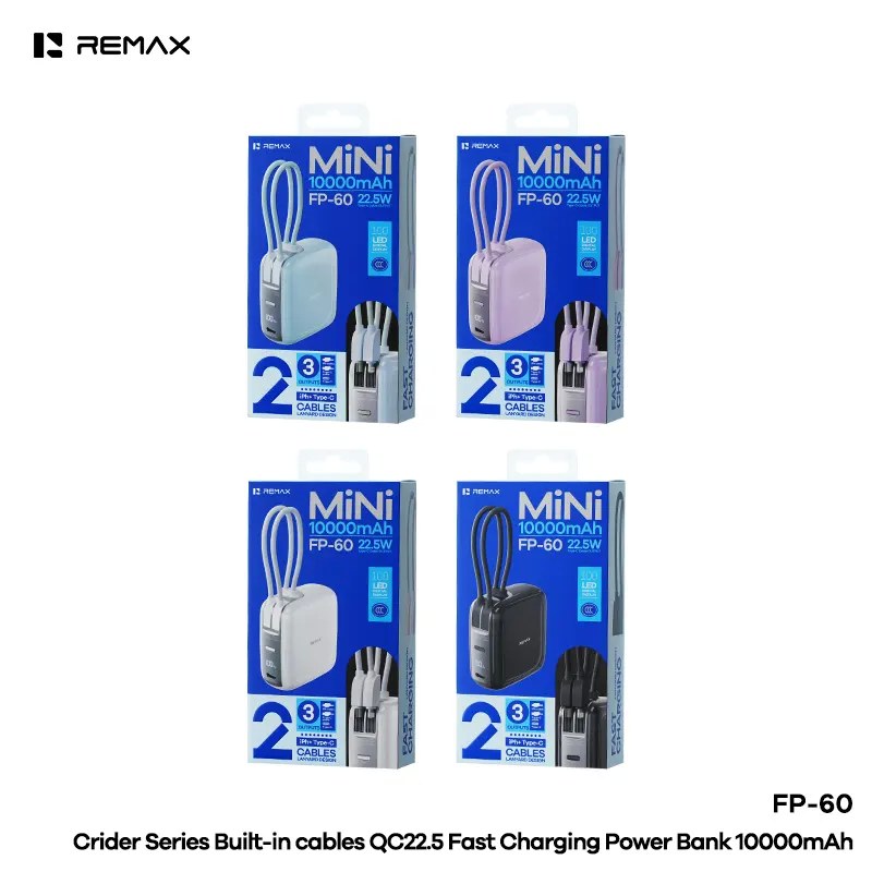Remax Power Bank 10000mAh – Γρήγορη Φόρτιση 22.5W με Ενσωματωμένα Καλώδια USB-C και Lightning Remax Power Bank 10000mAh – Γρήγορη Φόρτιση 22.5W με Ενσωματωμένα Καλώδια USB-C και Lightning