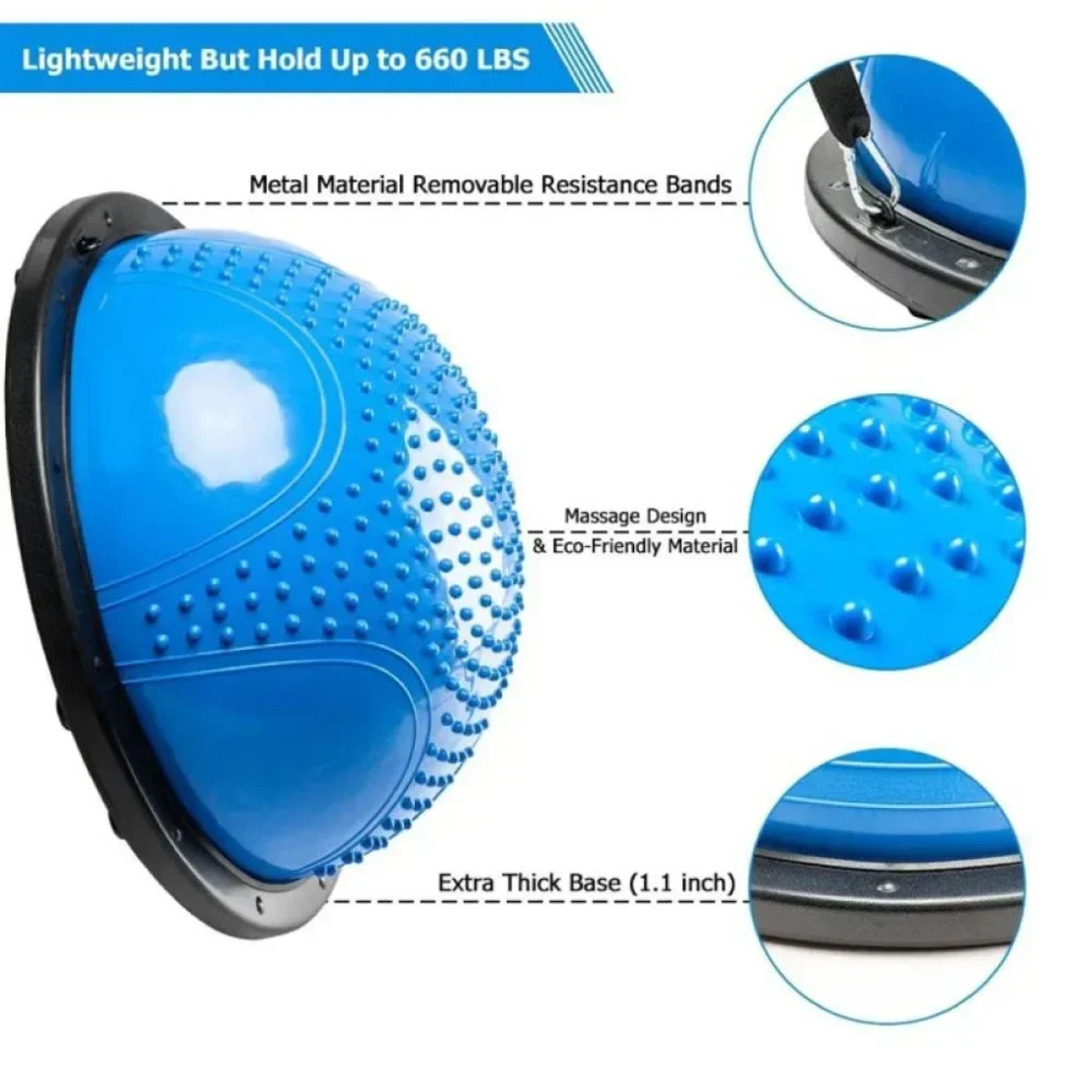 Ημισφαιρική Μπάλα Ισορροπίας με Λάστιχα & Αντλία 58cm Ημισφαιρική Μπάλα Ισορροπίας με Λάστιχα & Αντλία 58cm